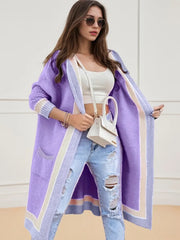 Lässiger Strickpullover mit offener Kapuze und übergroßer Passform