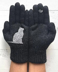 Baumwollhandschuhe mit einer Katze 
