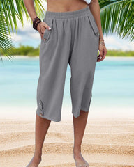 Schlichte Hose aus Baumwolle und Leinen