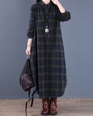 Kariertes Hemdkleid mit langen Ärmeln