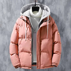 Trendige dicke Puffer-Kapuzenjacke für Herren