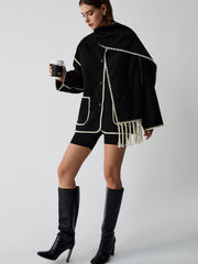 Blazer mit Kontrastfarbe und passendem Schal