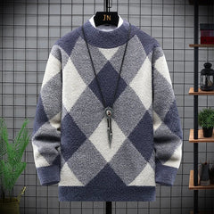Warmer Pullover mit Streifen-Rautenmuster für Herren
