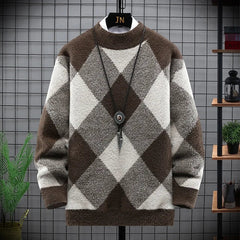 Warmer Pullover mit Streifen-Rautenmuster für Herren