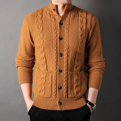 Grobstrick-Cardigan-Pulloverjacke für Herren
