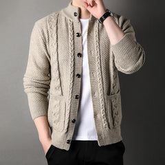 Grobstrick-Cardigan-Pulloverjacke für Herren