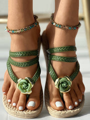 Strand-Flip-Sandalen mit Blumenmuster