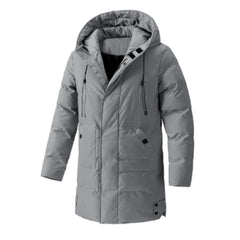 Dicke warme lange Winterjacke mit Kapuze für Herren