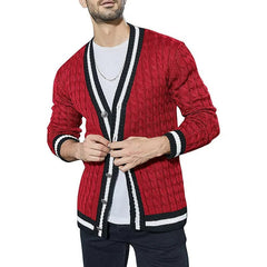 Langärmliger Strickpullover mit V-Ausschnitt für Herren