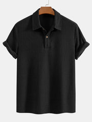 Waffel-Jacquard-Frottee-Poloshirt