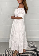 Einzigartiges, einfarbig besticktes Swingkleid für Damen