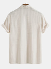 Waffel-Jacquard-Frottee-Poloshirt