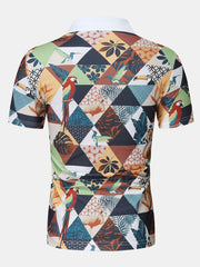Poloshirt mit tropischem Flamingo-Print